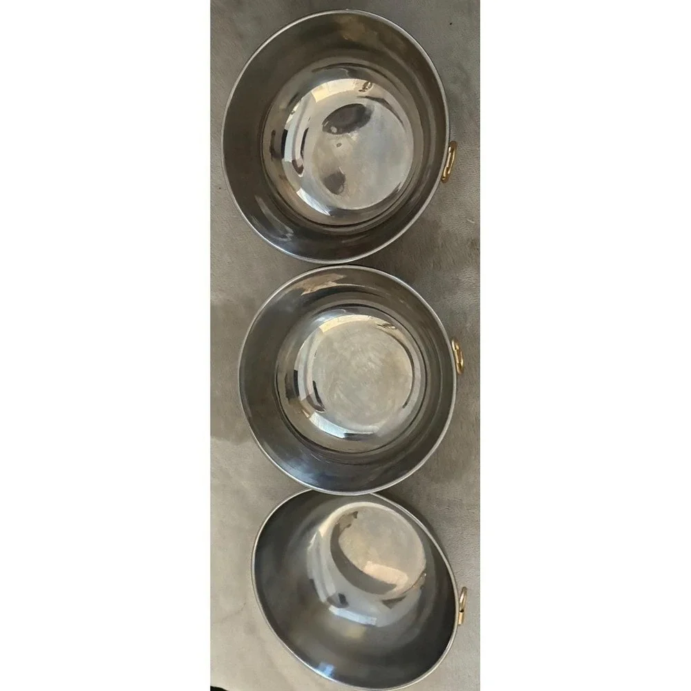 Vintage Bowls Stainless Steel Gold Thumb Ring Mixing Serving Ice 6x2.5